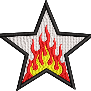 Flamed Star Embroidery Design | 2 Inch, 3 Inch & 4 Inch Machine Embroidery File