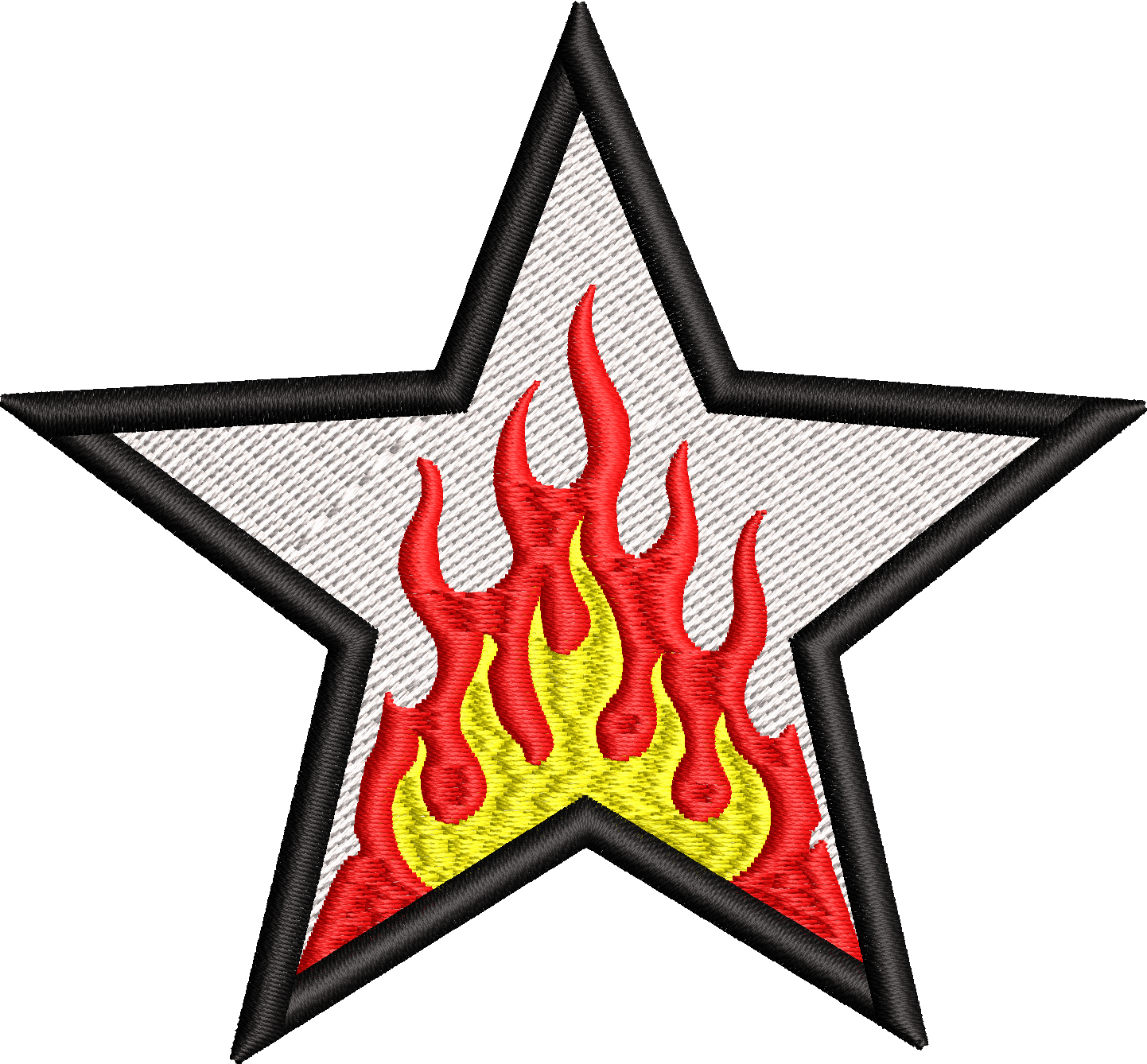 Flamed Star Embroidery Design | 2 Inch, 3 Inch & 4 Inch Machine Embroidery File